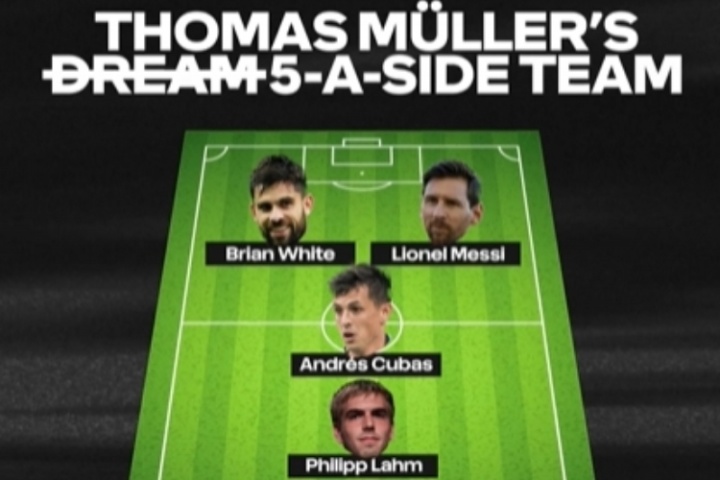 华体会hth体育官网入口-穆勒挑选最佳五人制阵容：梅西、诺伊尔、拉姆和白浪的2名新队友